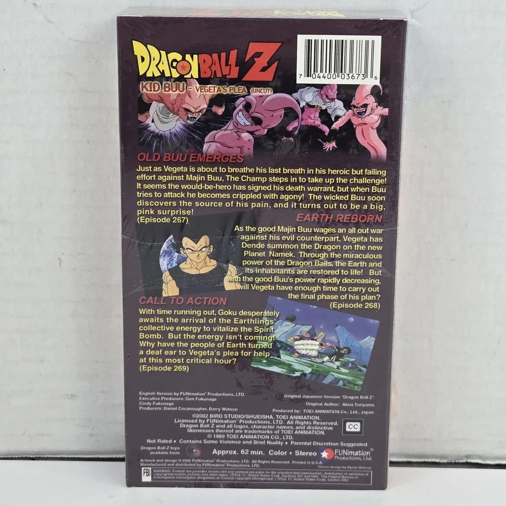 Dragon Ball Z Kid Buu Vegeta's Plea VHS Uncut Version New Sealed Anime DBZ NOS